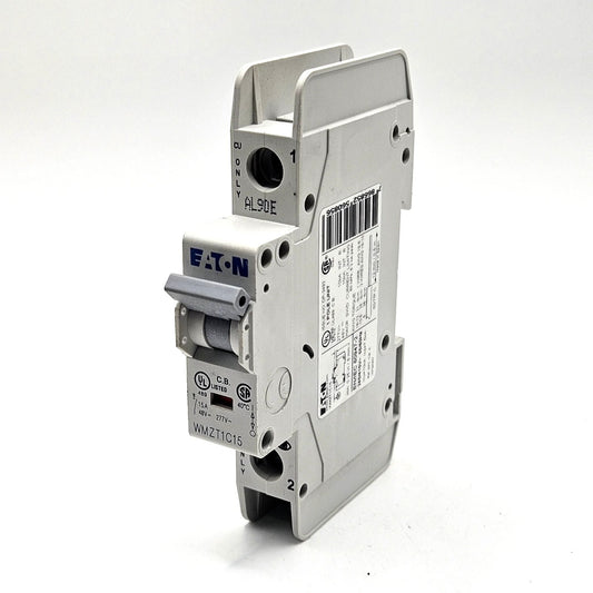 Eaton WMZT1C15 1-pole 15A C-curve UL 489 miniature circuit breaker 277VAC DIN rail for industrial control panels