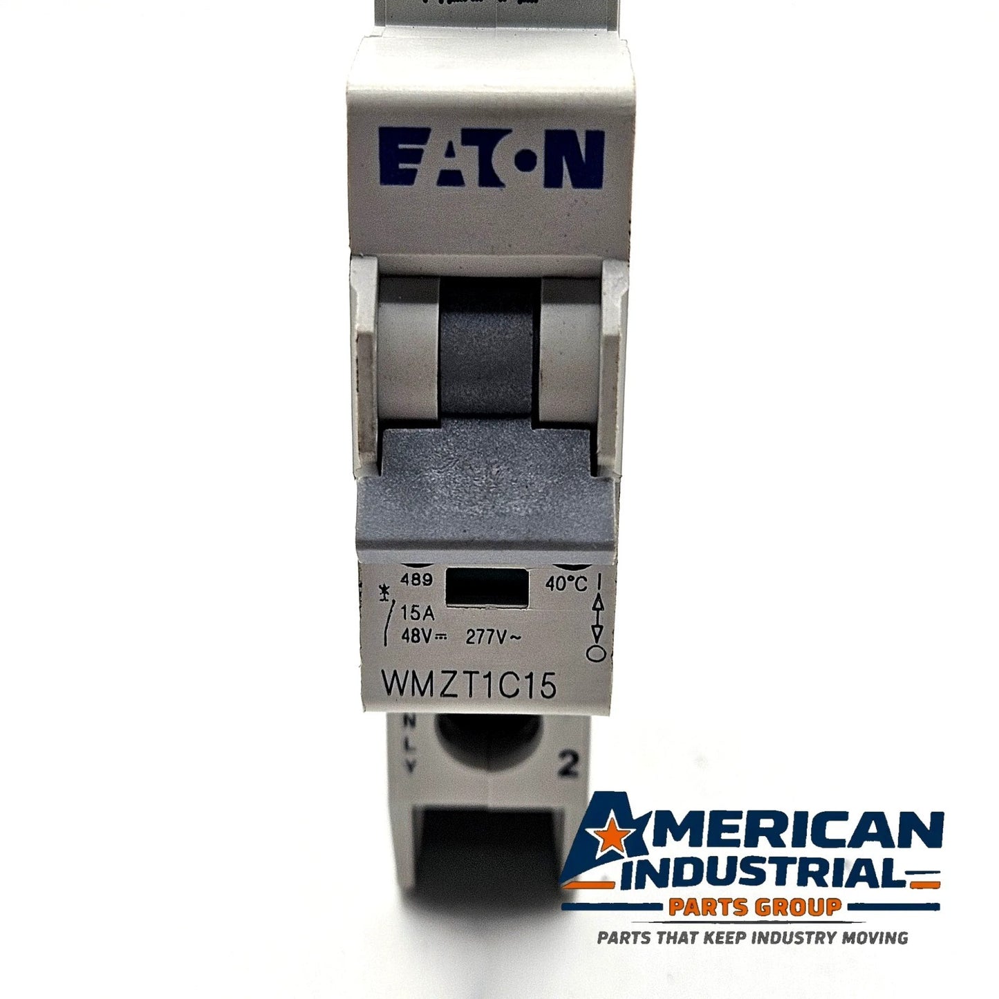 Eaton WMZT1C15 1-pole 15A C-curve UL 489 miniature circuit breaker 277VAC DIN rail for industrial control panels