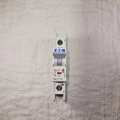 Eaton WMZT1D40 miniature circuit breaker 40A 1-pole DIN rail 240/415V for industrial electrical panels and MRO applications