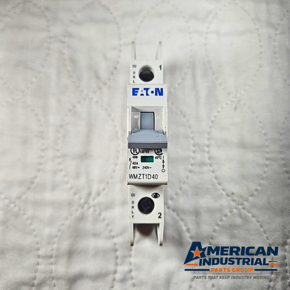 Eaton WMZT1D40 miniature circuit breaker 40A 1-pole DIN rail 240/415V for industrial electrical panels and MRO applications