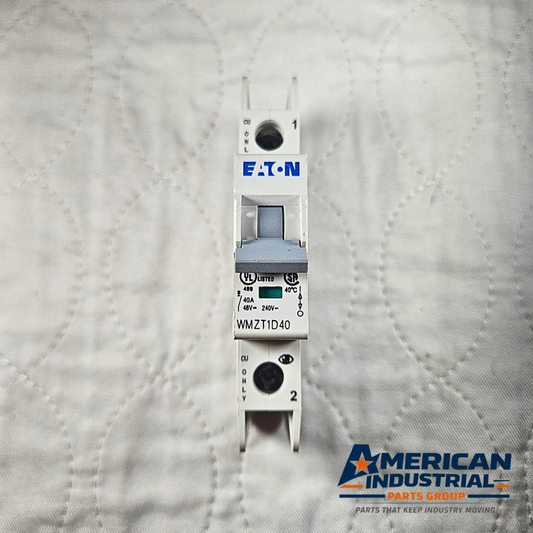 Eaton WMZT1D40 miniature circuit breaker 40A 1-pole DIN rail 240/415V for industrial electrical panels and MRO applications