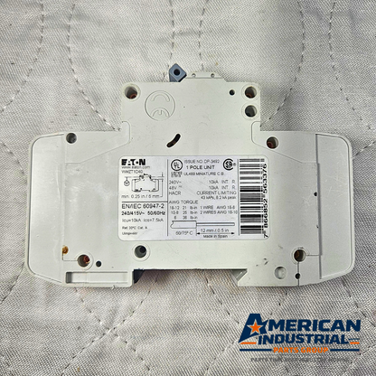 Eaton WMZT1D40 miniature circuit breaker 40A 1-pole DIN rail 240/415V for industrial electrical panels and MRO applications
