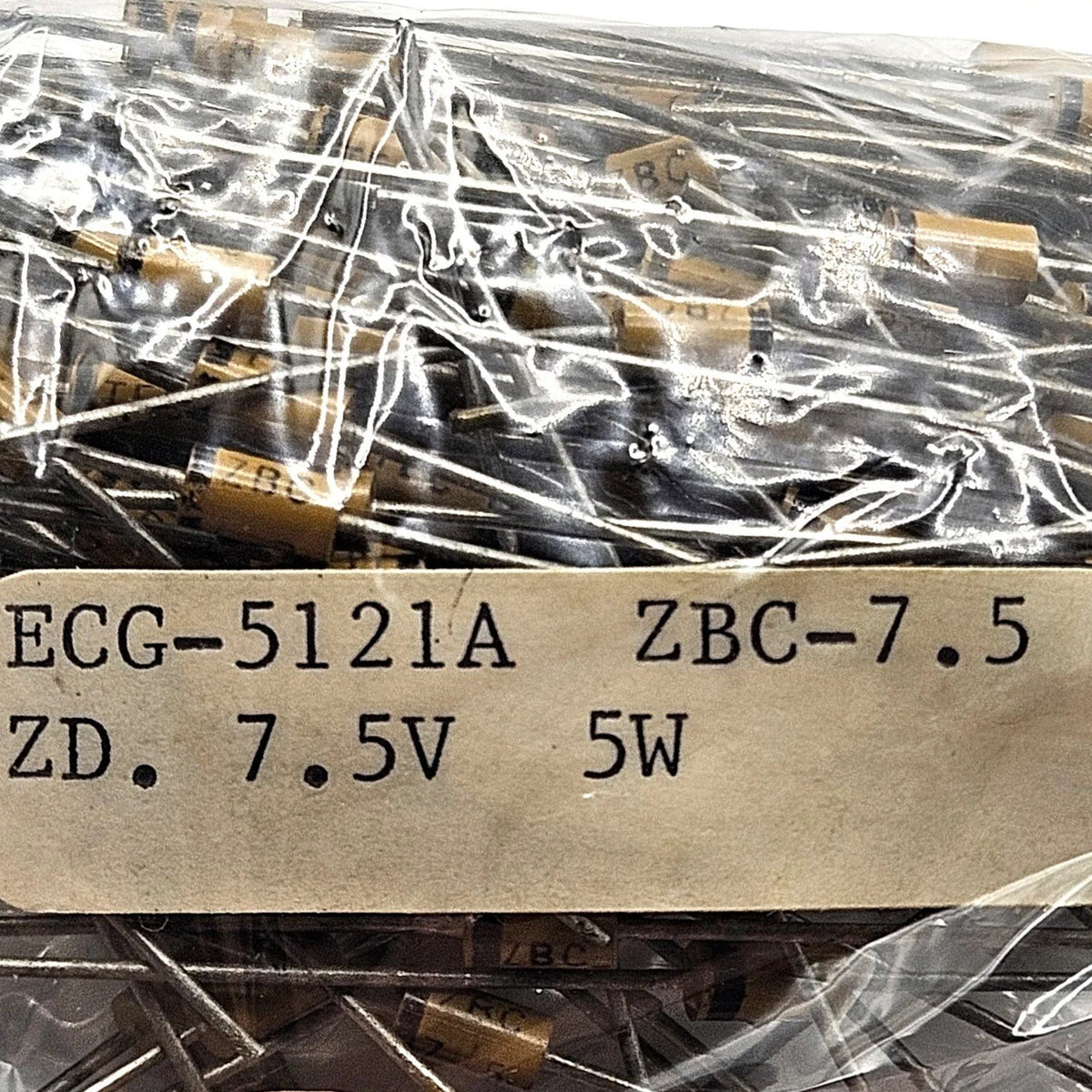 Lot of 10 ECG-5121A ZBC-7.5 7.5V 5W axial Zener diodes for voltage regulation and electronic repair from American Industrial Parts Group