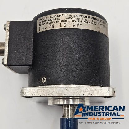 Encoder Products 725N-S-S-1000-Q-HV-1-F-N-SK-N-N 1000 PPR incremental rotary encoder for industrial motion feedback and automation systems