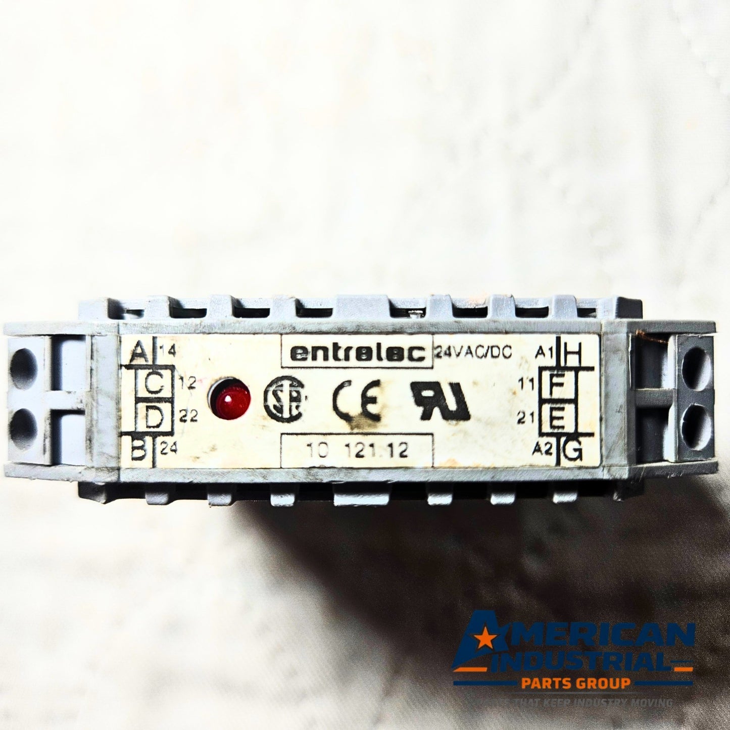 Entrelec 10 121.12 relay module 24VAC/DC slim DIN rail with LED indicator for industrial control panels and automation systems