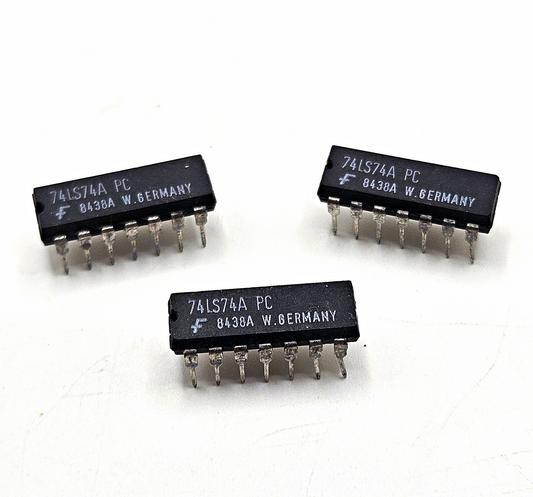 Fairchild 74LS74A PC dual D-type flip-flop DIP-14 lot of 3 for vintage electronics repair and TTL logic circuits