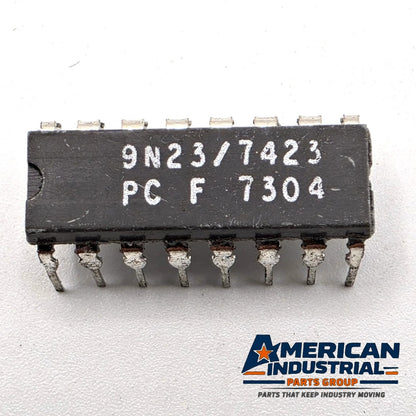 Fairchild 9N23 7423 dual 4-input NOR gate with strobe TTL DIP-16 for vintage logic repair from American Industrial Parts Group