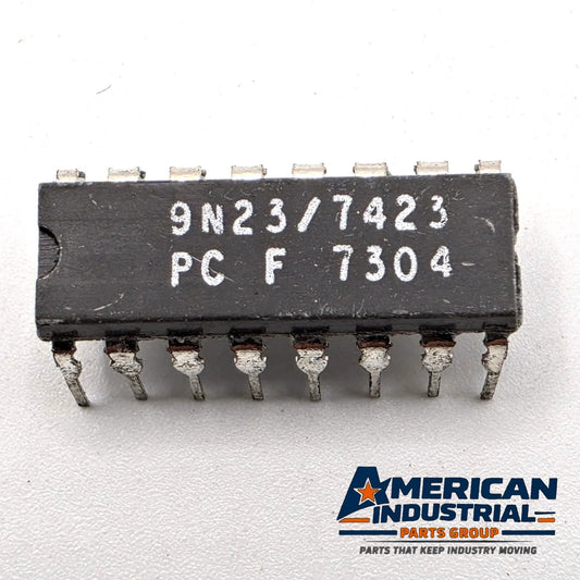 Fairchild 9N23 7423 dual 4-input NOR gate with strobe TTL DIP-16 for vintage logic repair from American Industrial Parts Group