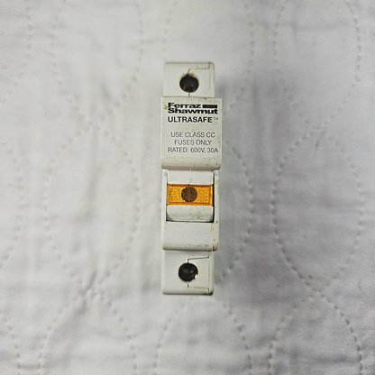 Ferraz Shawmut Ultrasafe Class CC fuse holder 600V 30A DIN rail for industrial electrical panels and MRO applications