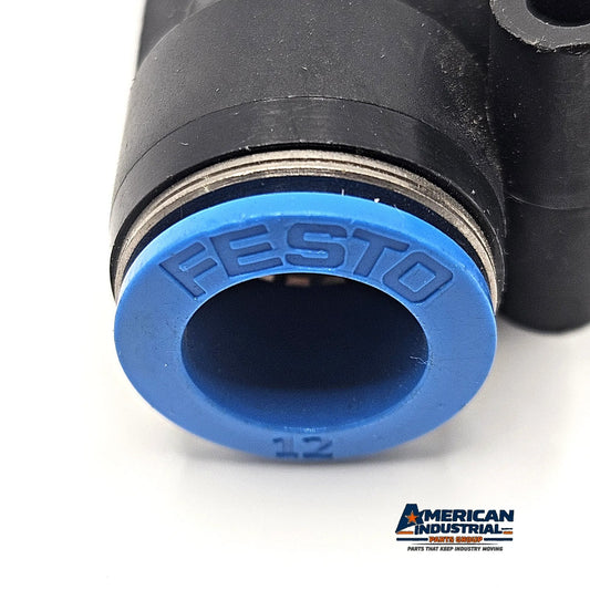 Festo QST-12 push-in pneumatic tee connector 12mm for compressed air systems