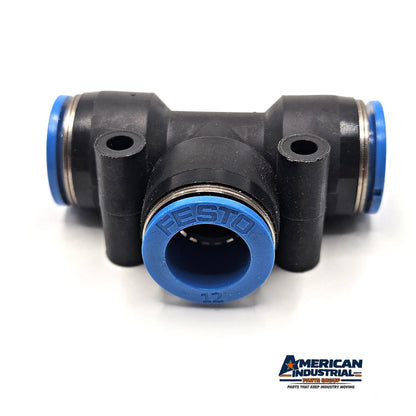 Festo QST-12 push-in pneumatic tee connector 12mm for compressed air systems