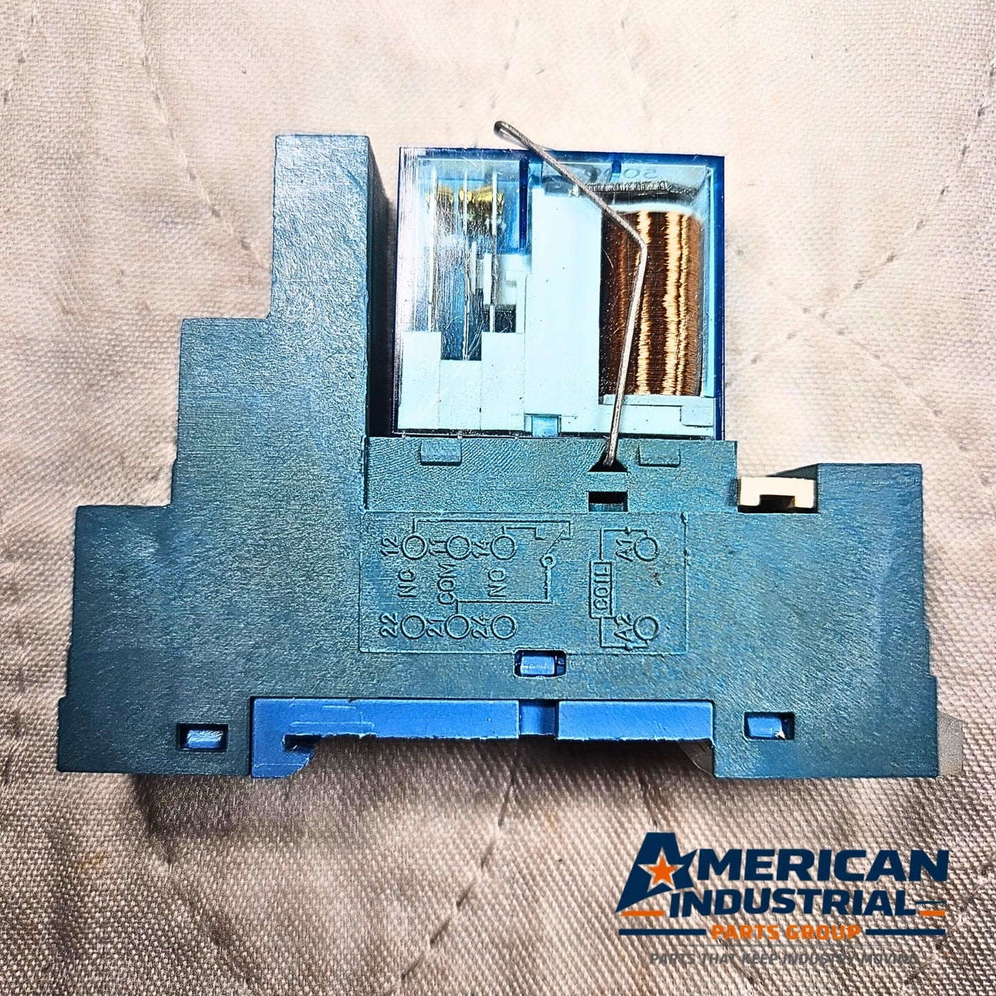 Finder 40.52 relay with 95.75 socket 24VAC/DC DIN rail for industrial control panels and automation systems