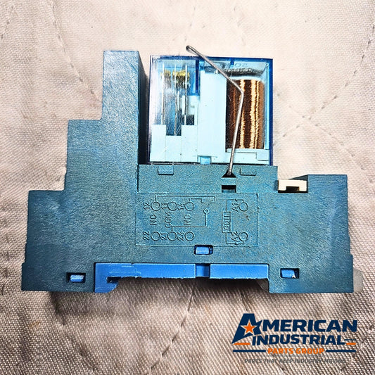 Finder 40.52 relay with 95.75 socket 24VAC/DC DIN rail for industrial control panels and automation systems
