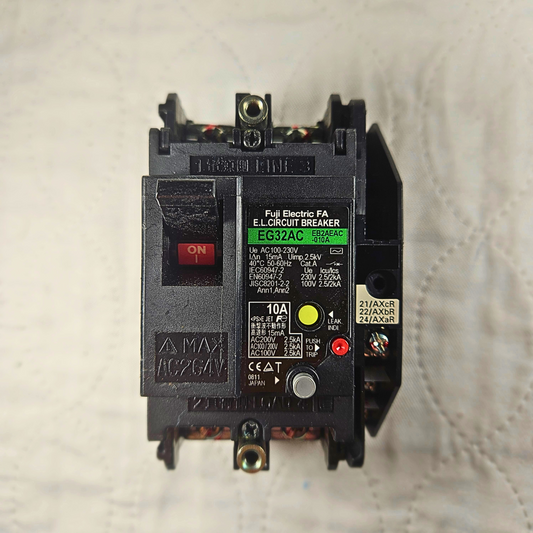 Fuji Electric FA EG32AC earth leakage circuit breaker 10A 100-230VAC for industrial electrical panels and MRO applications