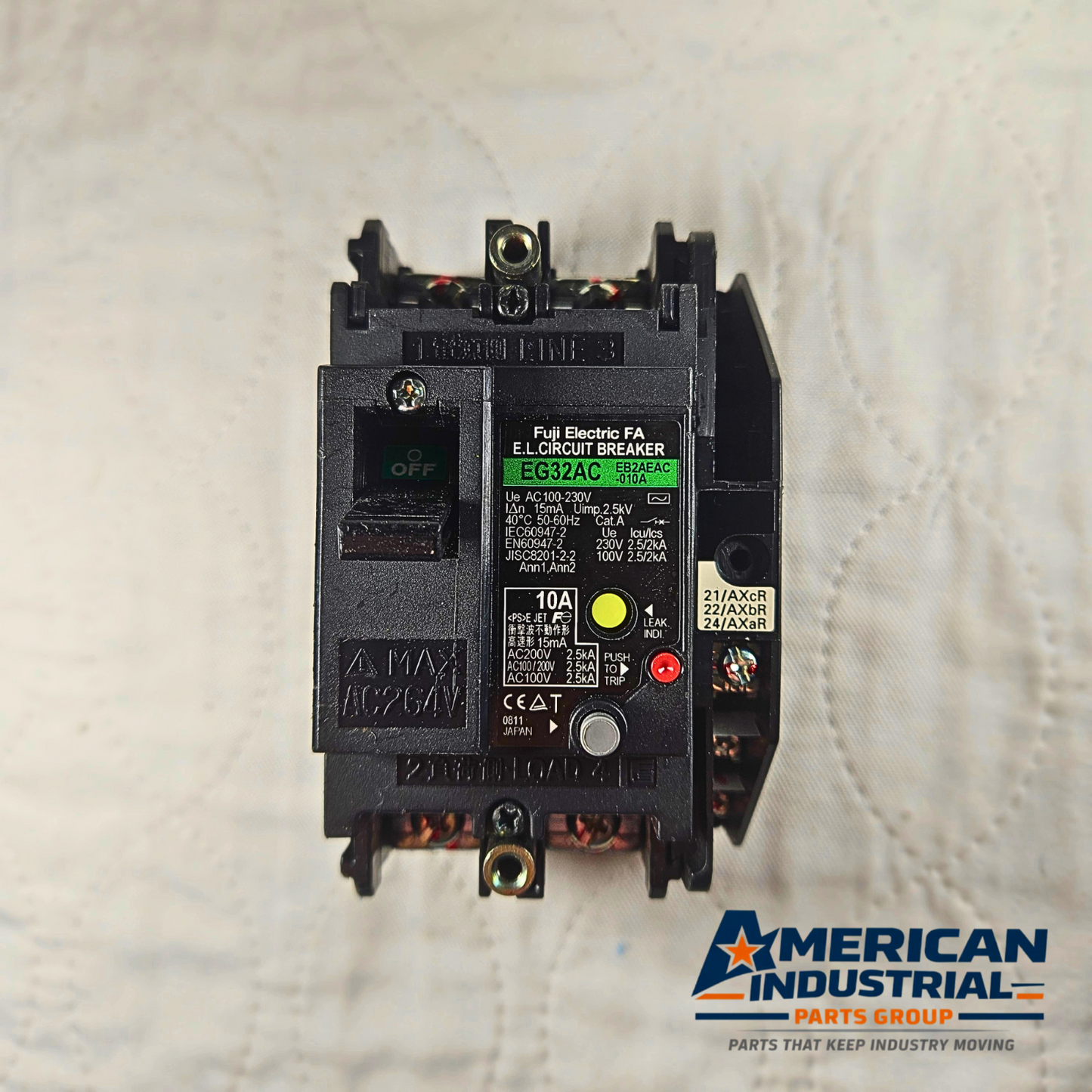 Fuji Electric FA EG32AC earth leakage circuit breaker 10A 100-230VAC for industrial electrical panels and MRO applications