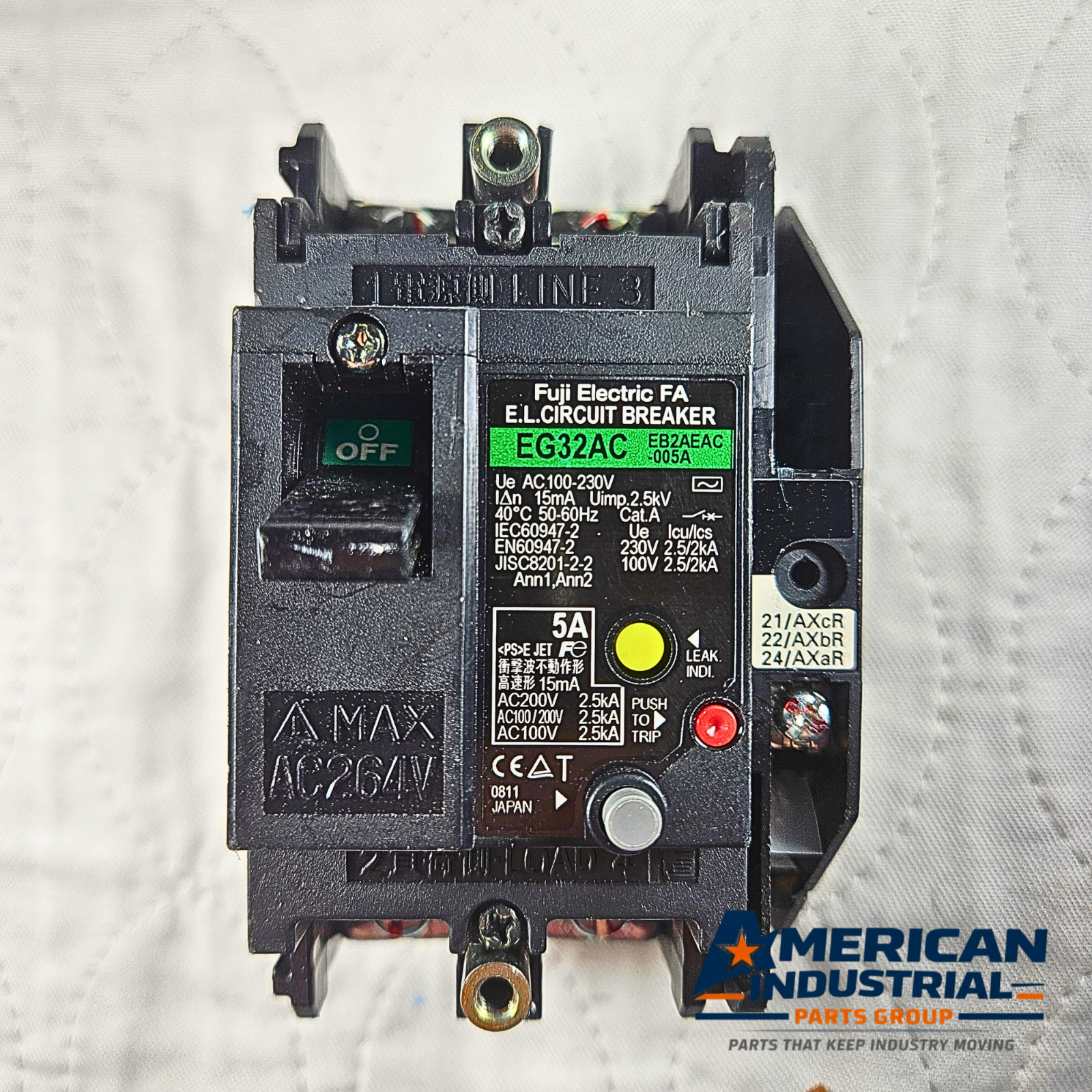 Fuji Electric FA EG32AC earth leakage circuit breaker 5A 100-230VAC for industrial electrical panels and MRO applications