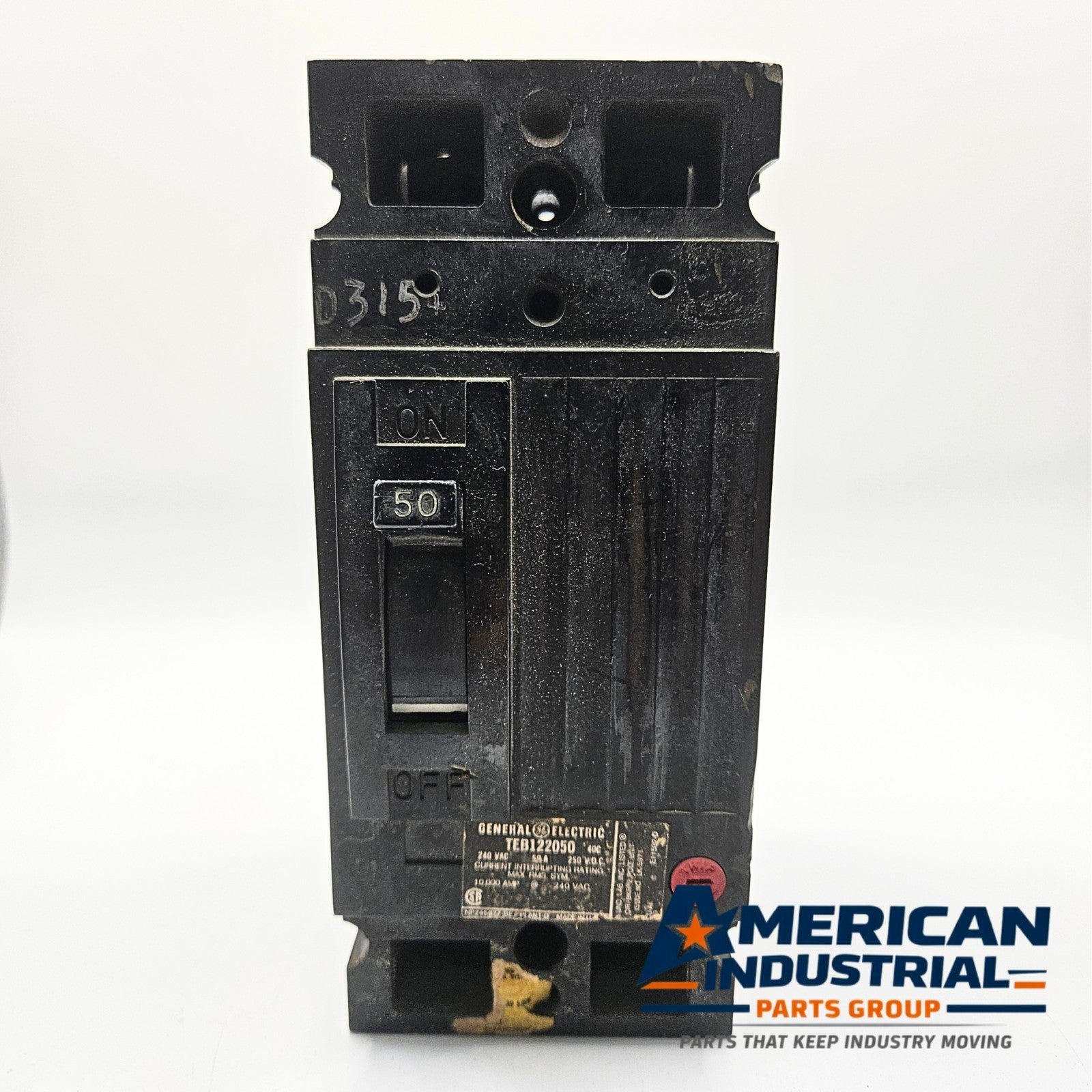 GE TEB122050 Type TEB circuit breaker for MRO electrical applications. American Industrial Parts Group.