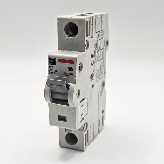 GE Vynckier WMS1C01 mini circuit breaker for industrial automation and MRO applications. American Industrial Parts Group.