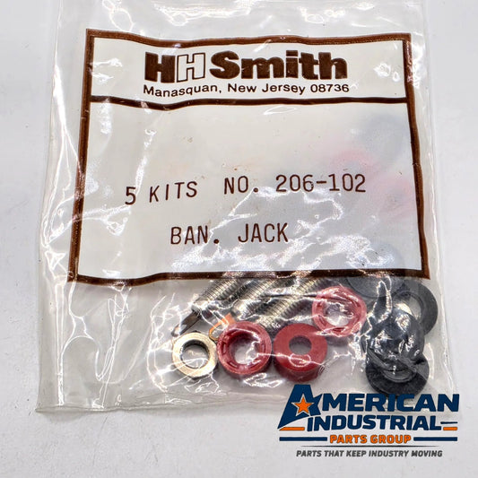 H.H. Smith 206-102 red insulated panel mount banana jack kit pack of 5 for test equipment from American Industrial Parts Group
