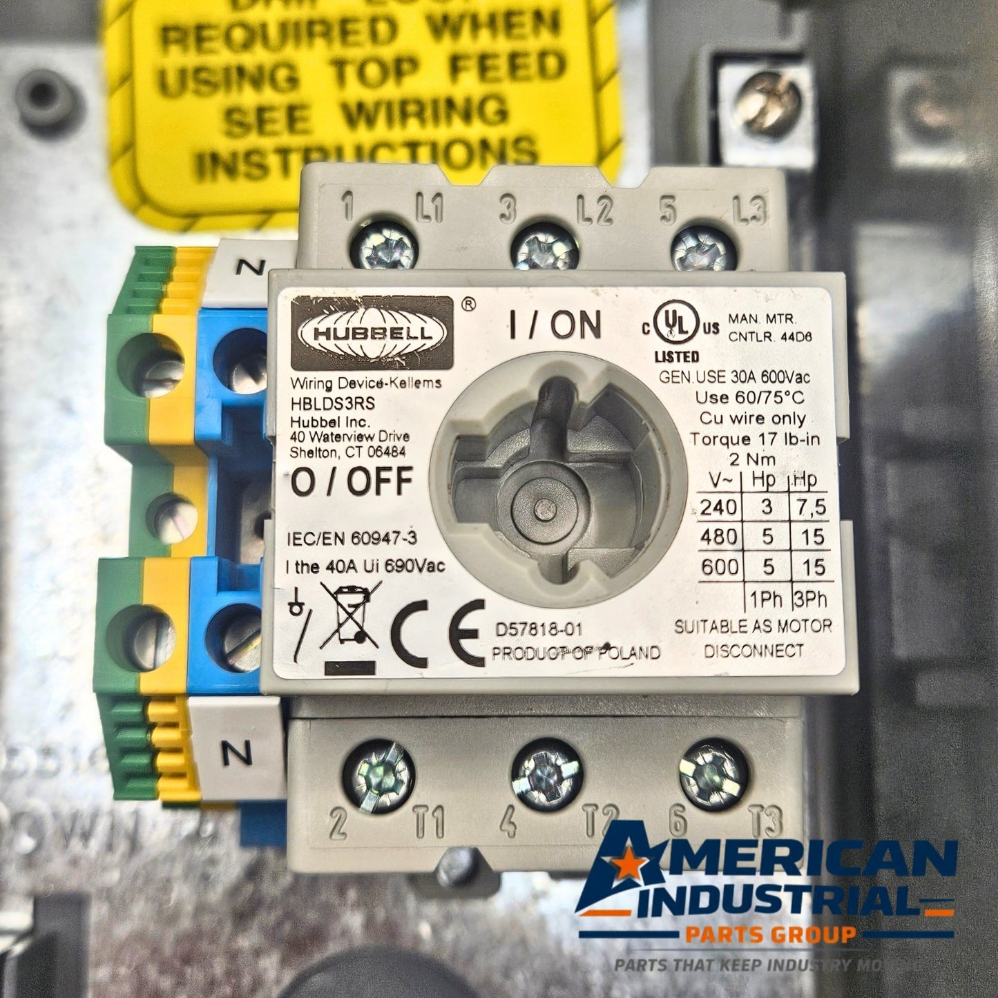 Hubbell HBLDS3 Circuit-Lock disconnect switch 30A 600VAC NEMA 4X for industrial electrical panels and MRO applications
