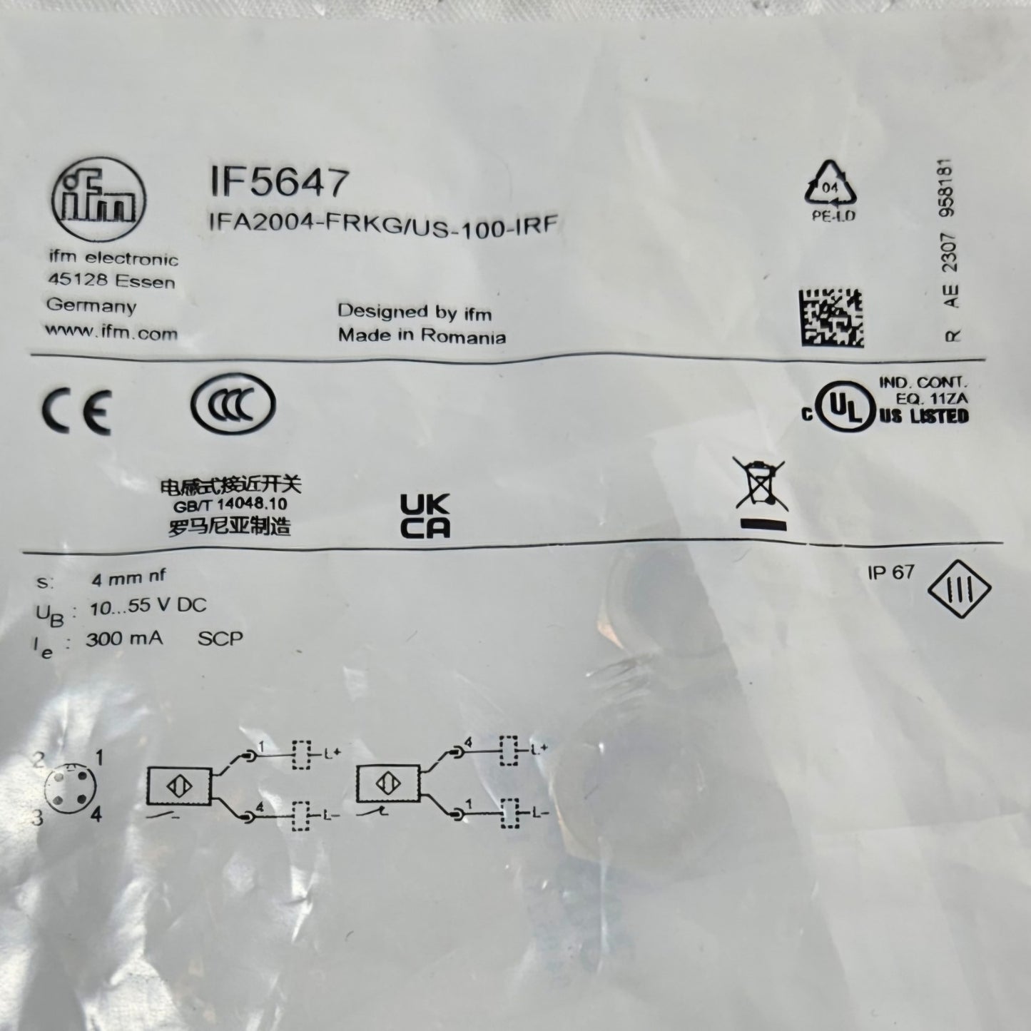 IFM IF5647 IFA2004-FRKG/US-100-IRF inductive proximity sensor for industrial automation systems and machine control
