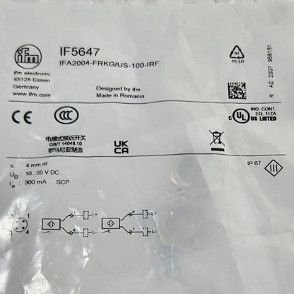 IFM IF5647 IFA2004-FRKG/US-100-IRF inductive proximity sensor for industrial automation systems and machine control