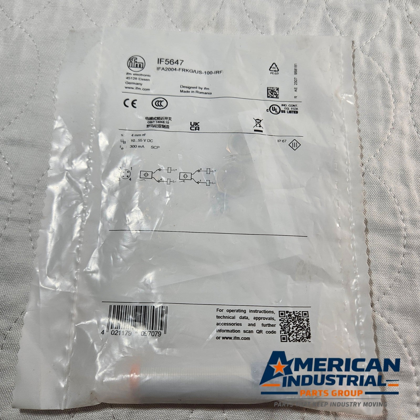 IFM IF5647 IFA2004-FRKG/US-100-IRF inductive proximity sensor for industrial automation systems and machine control