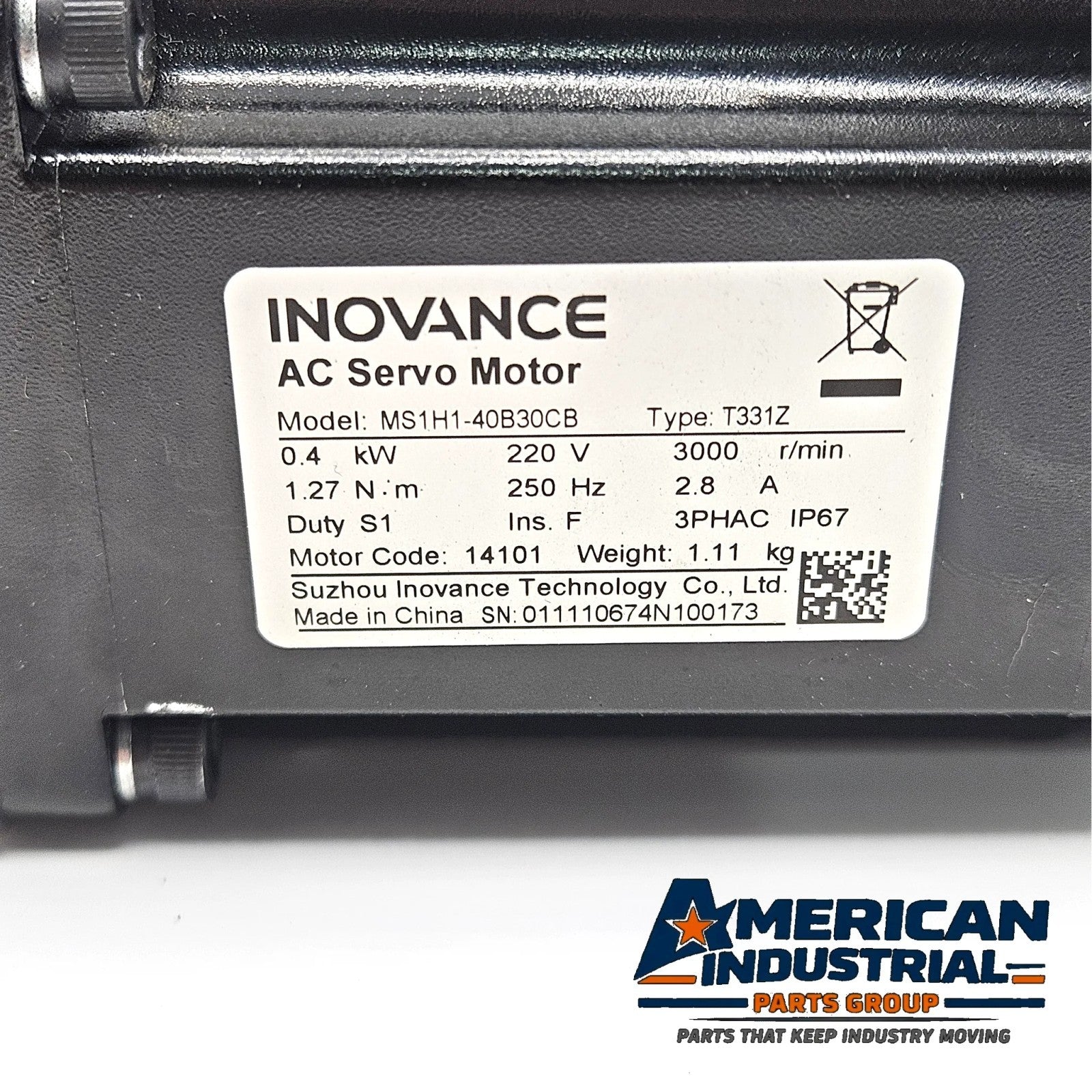 Inovance MS1H1-40B30CB 400W AC servo motor with Stonker STF60-10 planetary gear reducer for industrial motion control
