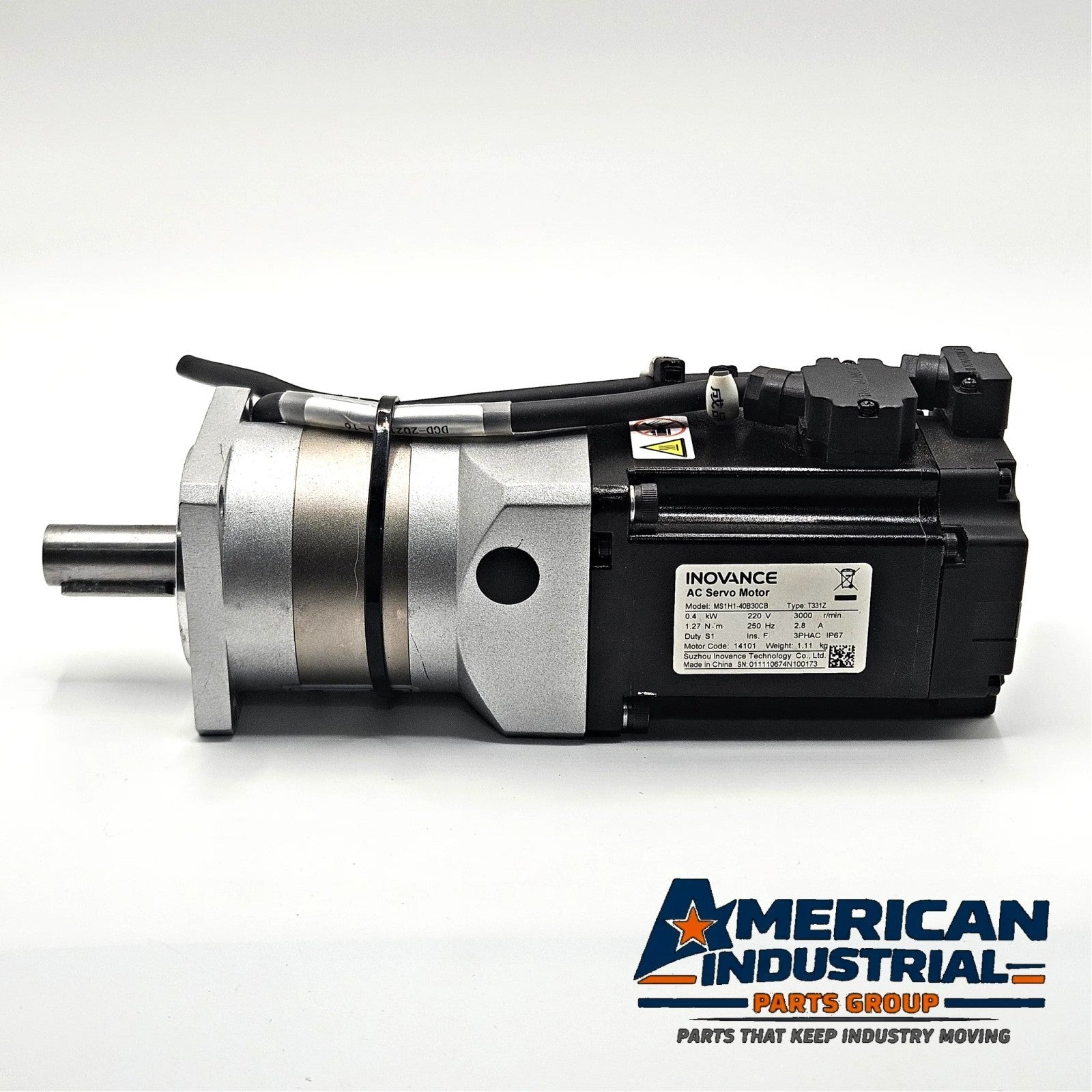 Inovance MS1H1-40B30CB 400W AC servo motor with Stonker STF60-10 planetary gear reducer for industrial motion control