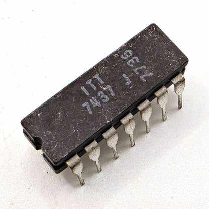 ITT 7437J quad 2-input NAND buffer TTL IC 14-pin ceramic DIP 1977 from American Industrial Parts Group
