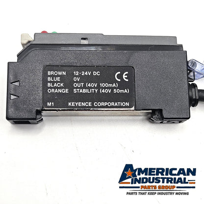 Keyence FS-M1 digital fiber optic sensor amplifier NPN cable type 12-24VDC for industrial automation