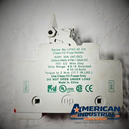 Littelfuse LPSC-ID POWR-SAFE Class CC fuse holder 600V 30A DIN rail for industrial electrical panels and MRO applications