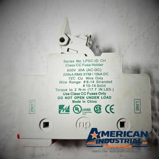 Littelfuse LPSC-ID POWR-SAFE Class CC fuse holder 600V 30A DIN rail for industrial electrical panels and MRO applications