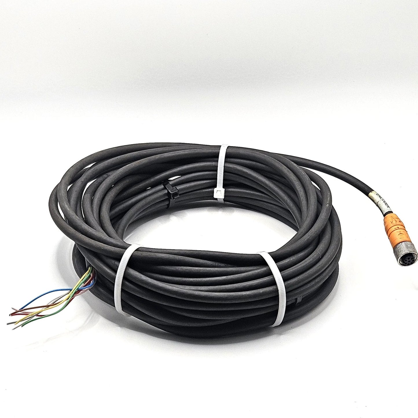 M12 8-pin female cordset encoder cable to flying leads for industrial sensors and automation