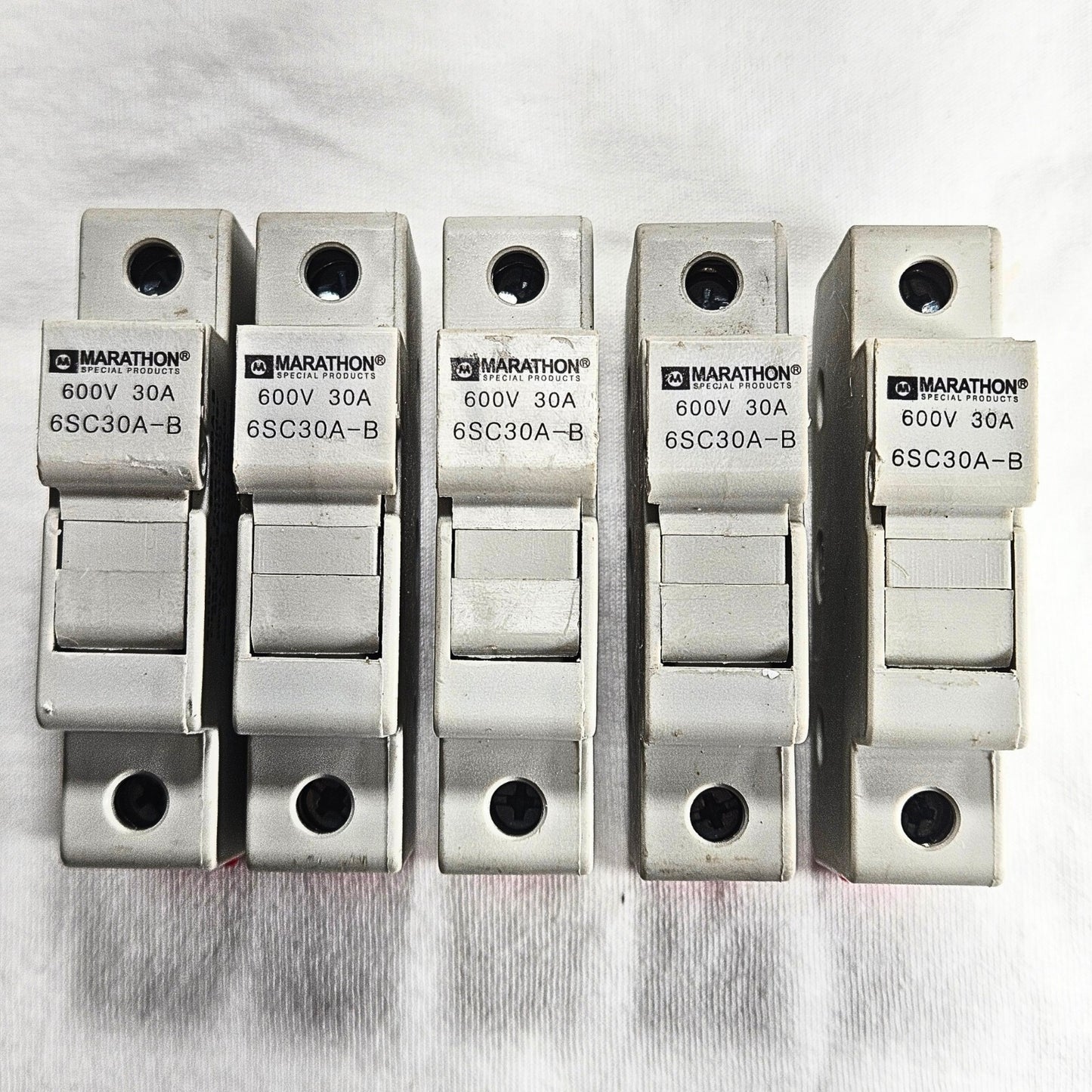 Marathon 6SC30A-B 600V 30A Class CC fuse holder lot of 5 for industrial electrical panels and MRO applications