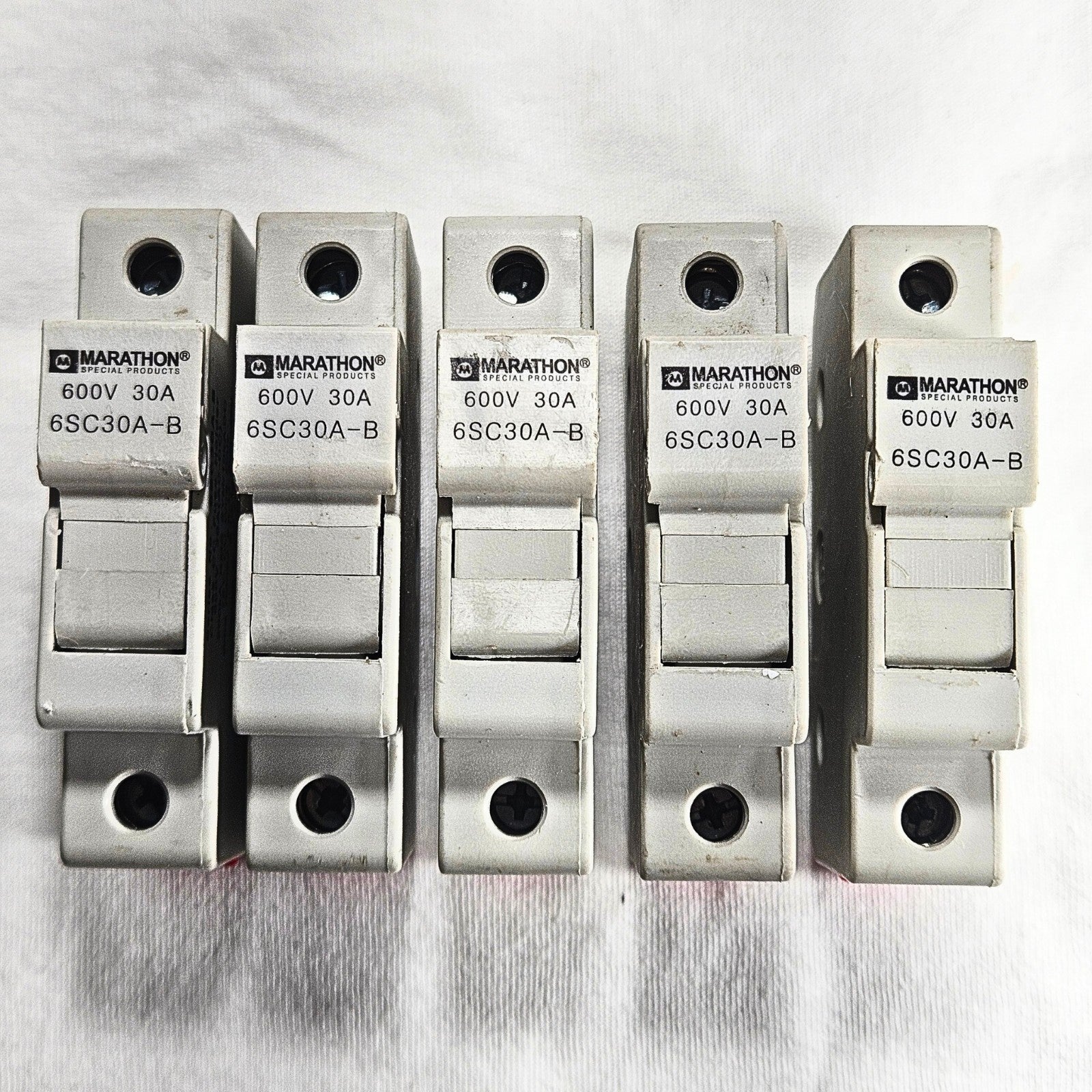 Marathon 6SC30A-B 600V 30A Class CC fuse holder lot of 5 for industrial electrical panels and MRO applications