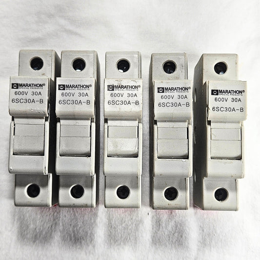 Marathon 6SC30A-B 600V 30A Class CC fuse holder lot of 5 for industrial electrical panels and MRO applications