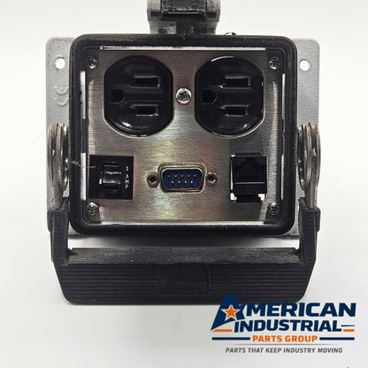 Mencom DP-DB9-RJ45-R-32 panel interface connector with DB9 and RJ45 programming port for industrial control panels and automation systems