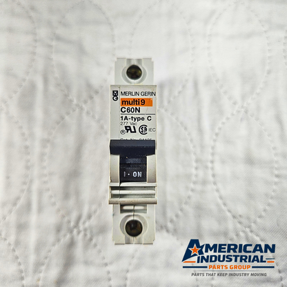 Merlin Gerin Multi 9 C60N 1A Type C circuit breaker 277VAC DIN rail for industrial electrical panels and MRO applications