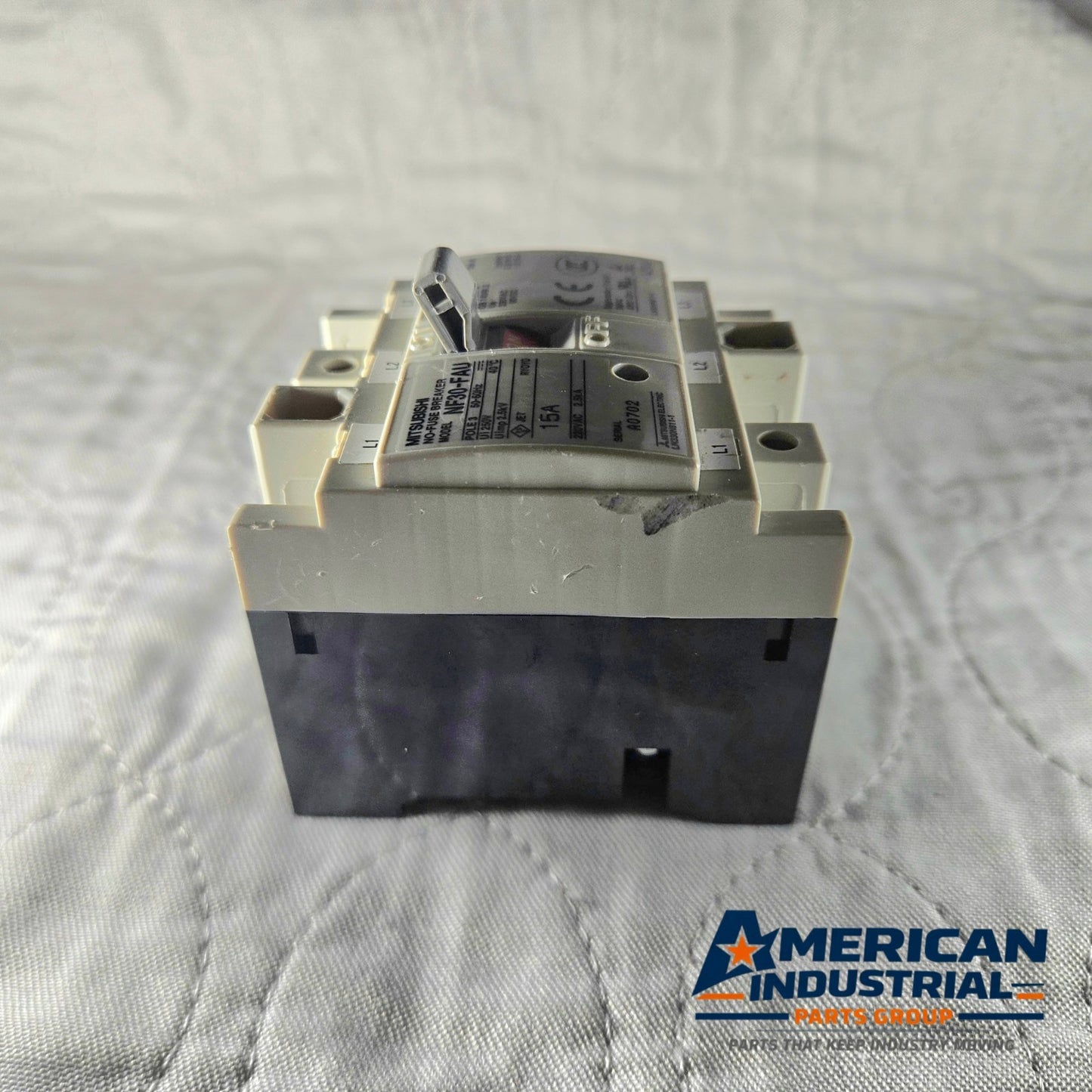 Mitsubishi Electric NF30-FAU circuit breaker for industrial automation and MRO electrical panel applications. American Industrial Parts Group.