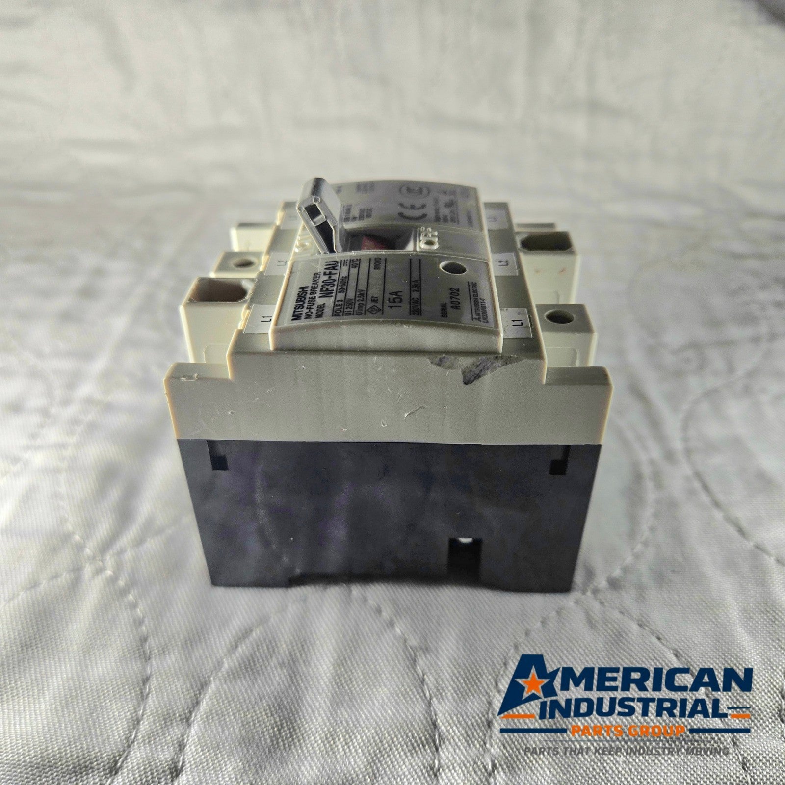 Mitsubishi Electric NF30-FAU circuit breaker for industrial automation and MRO electrical panel applications. American Industrial Parts Group.