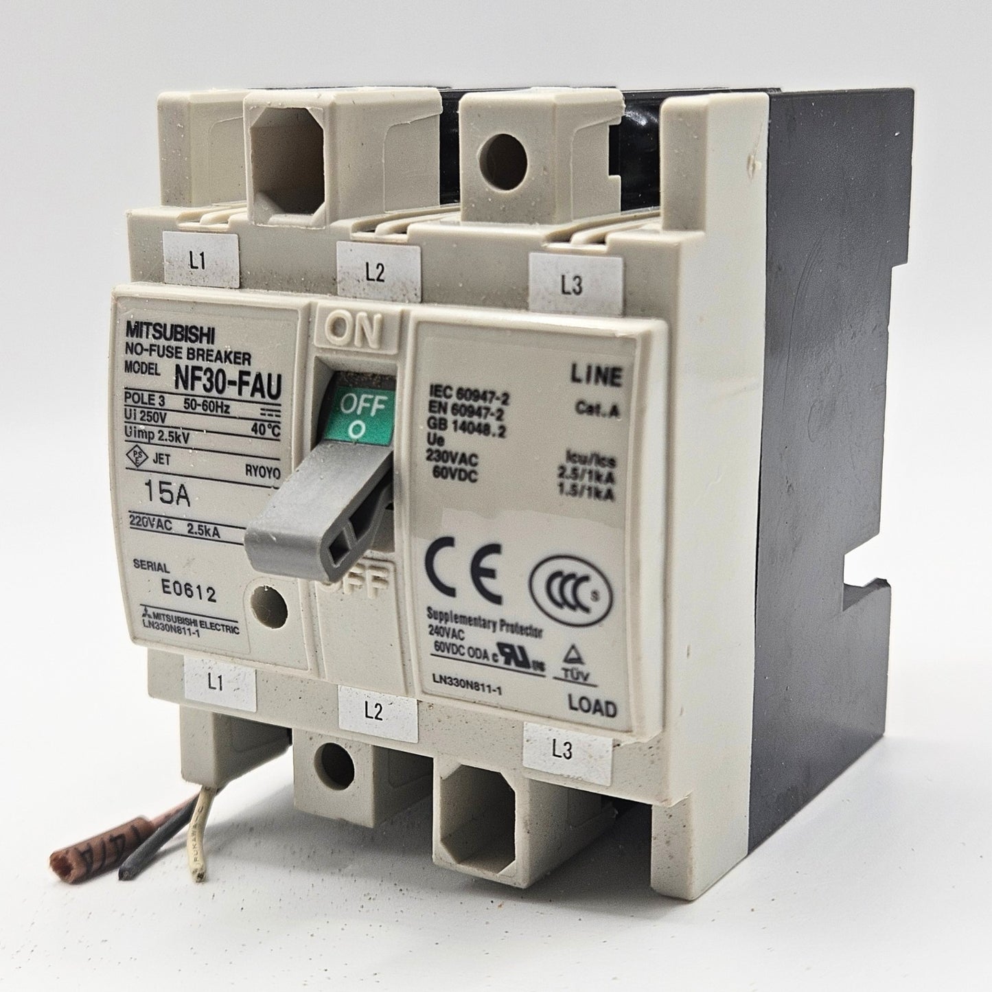 Mitsubishi Electric NF30-FAU circuit breaker for industrial automation and MRO electrical panel applications. American Industrial Parts Group.