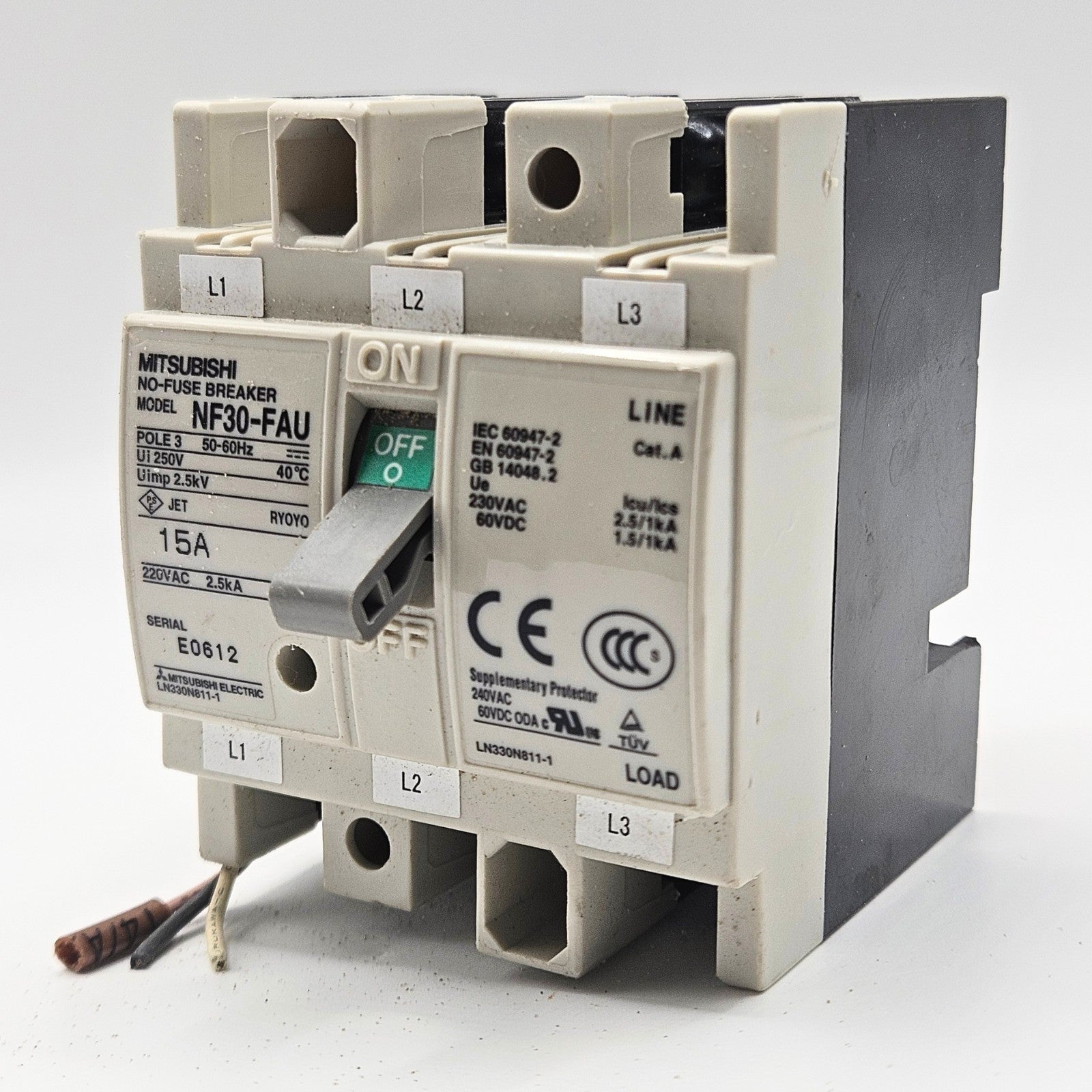 Mitsubishi Electric NF30-FAU circuit breaker for industrial automation and MRO electrical panel applications. American Industrial Parts Group.