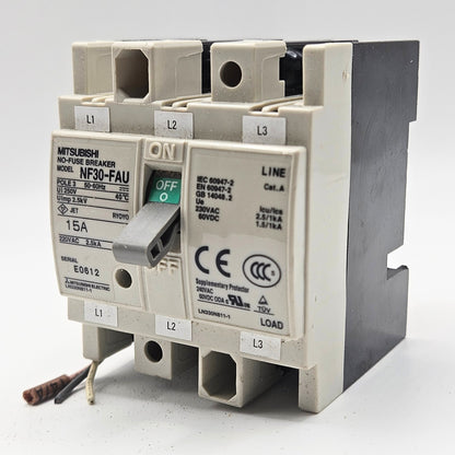 Mitsubishi Electric NF30-FAU circuit breaker for industrial automation and MRO electrical panel applications. American Industrial Parts Group.