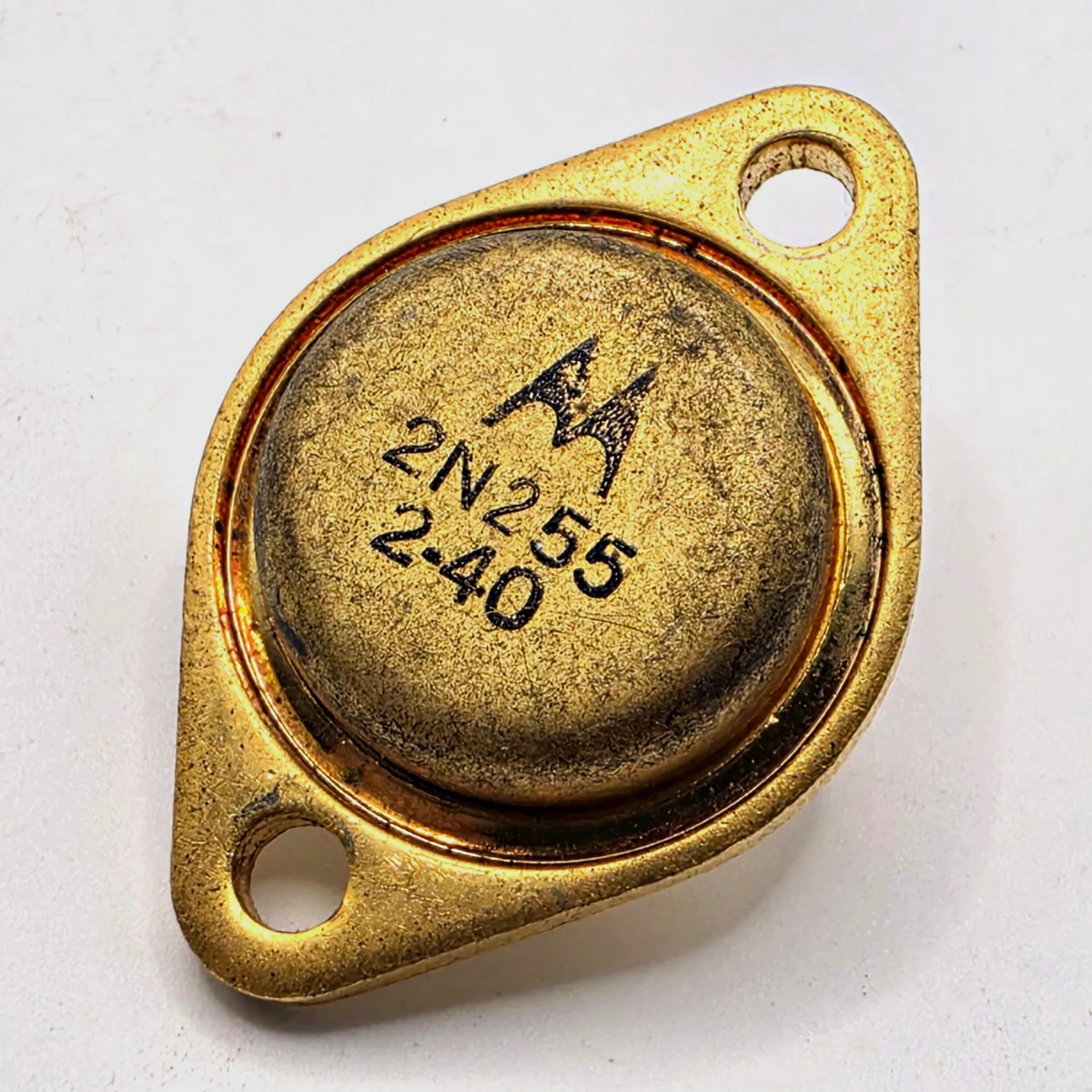 Motorola 2N255 germanium PNP power transistor gold TO-3 for vintage car radio and amplifier repair from American Industrial Parts Group