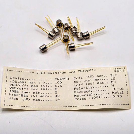 Lot of 10 Motorola 2N4393 N-channel JFET switches TO-18 metal can gold leads for analog switching repair from American Industrial Parts Group