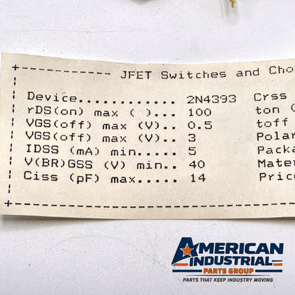 Lot of 10 Motorola 2N4393 N-channel JFET switches TO-18 metal can gold leads for analog switching repair from American Industrial Parts Group