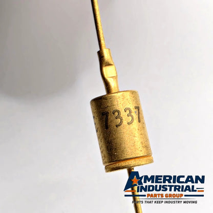Motorola axial diode marked FE 7331 gold metal case for vintage electronics repair from American Industrial Parts Group