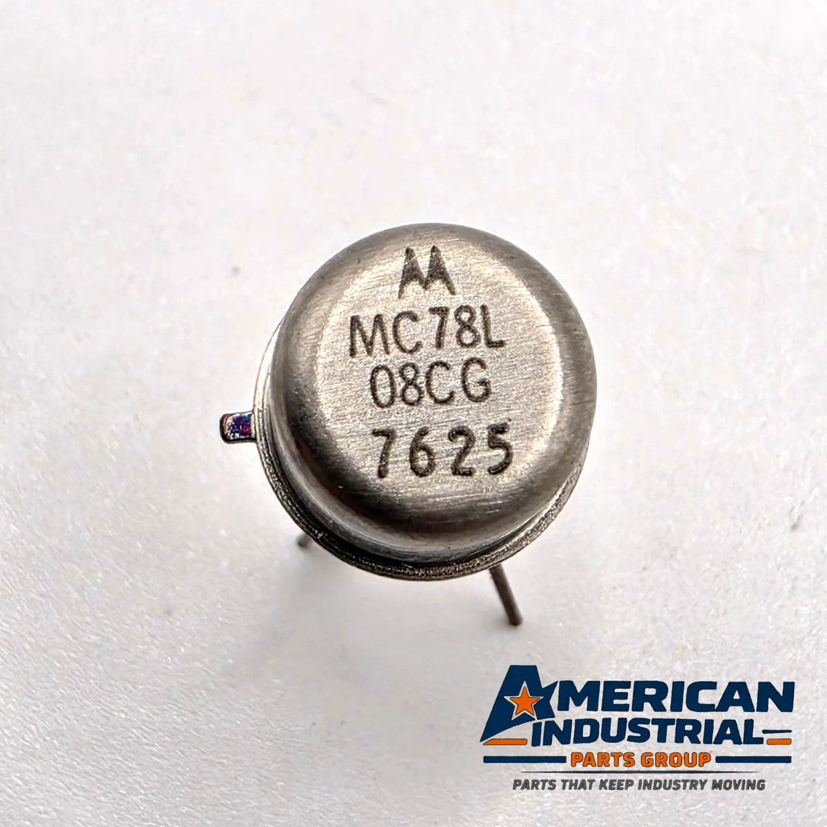 Motorola MC78L08CG 78L08 voltage regulator 8V 100mA TO-39 metal can gold leads for test equipment repair from American Industrial Parts Group