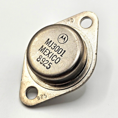 Motorola MJ3001 NPN Darlington power transistor 80V 10A 150W TO-3 new old stock for audio amplifier and power switching repair